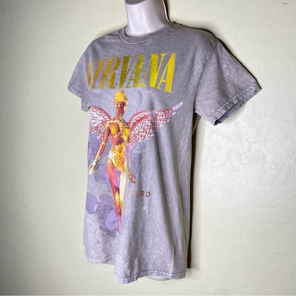 Nirvana In Utero Live ‘93 Tour Y2K Acid Wash Graphic T-Shirt Nwt Size S Small - Picture 3 of 12